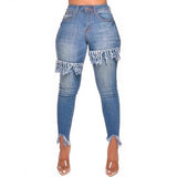 Womens Slim-fit Hip-lifting Blue Jeans