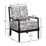Belvoir Upholstered Spool Accent Chair with Turned Wood Frame, Floral