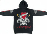 ED HARDY by Christian Audigier-Love Kills Slowly Black Zip-Up Sweater~VTG~ M L XL