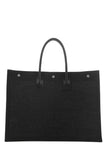 Saint Laurent Men Black Rafia And Canvas Rive Gauche Shopping Bag
