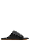 Bottega Veneta Women Black Nappa Leather Cushion Sandals