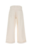 Etro Men Melange Ivory Stretch Cotton Wide-Leg Pant