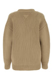 Prada Women Cappuccino Wool Blend Oversize Cardigan