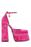 Versace Women Fuchsia Velvet Medusa Aevitas Pumps