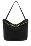 Valentino Garavani Women Black Leather Vlogo Moon Shopping Bag