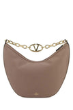 Valentino Garavani Women Antiqued Pink Leather Medium Hobo Vlogo Moon Shoulder Bag