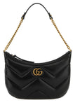 Gucci Women Black Leather Gg Marmont Shoulder Bag