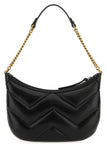 Gucci Women Black Leather Gg Marmont Shoulder Bag