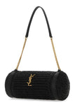 Saint Laurent Women Black Raffia And Leather Cassandre Shoulder Bag