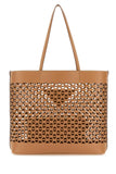 Prada Women Sand Leather Shopping Bag