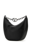 Valentino Garavani Men Black Leather Hobo Vlogo Moon Shoulder Bag