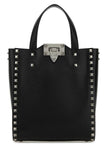 Valentino Garavani Men Black Leather Rockstud Handbag