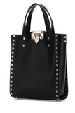 Valentino Garavani Men Black Leather Rockstud Handbag