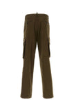 Dsquared Men Olive Green Stretch Cotton Loose Cargo Pant