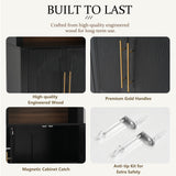 Modern Black Bookcase with Storage Cabinet