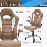 Techni Mobili High Back Executive Sport Race Office Chair, Camel, Flip-Up Arms