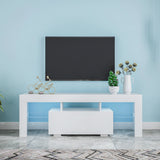 Modern MDF TV Stand with LED Lighting - 51-Inch Entertainment Console