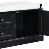 TREXM Storage Bench with 2 Drawers and 2 Cabinets in Black