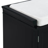 TREXM Storage Bench with 2 Drawers and 2 Cabinets in Black