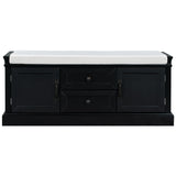 TREXM Storage Bench with 2 Drawers and 2 Cabinets in Black