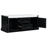TREXM Storage Bench with 2 Drawers and 2 Cabinets in Black