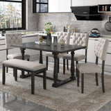 TREXM 6-Piece Dining Table and Chair Set