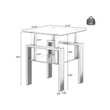 Modern Tempered Glass Square Side Table, 17.72-Inch, Black