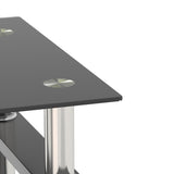 Modern Tempered Glass Square Side Table, 17.72-Inch, Black