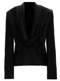 Saint Laurent Women Black Blouse With Cowl-Back In Silk Satin Woman