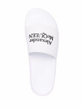 Alexander Mcqueen Men White Logo Pool Slides In Rubber