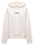 Jil Sander Women Jil Sander Woman's White Cotton Hoodie With Logo Print
