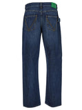 Bottega Veneta Men Blue Straight Jeans With Logo Patch In Denim Man