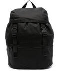 Saint Laurent Men Black Backpack With Tonal Logo Lettering Embroidery In Recycled Nylon Man