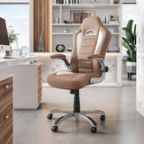 Techni Mobili High Back Executive Sport Race Office Chair, Camel, Flip-Up Arms