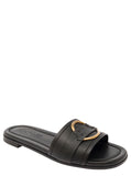 Moncler Women 'Bell' Black Slide With Heel In Leather Woman