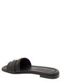 Moncler Women 'Bell' Black Slide With Heel In Leather Woman