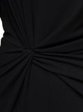 Saint Laurent Women Black One-Shoulder Jumpsuit With Side Gathering In Jersey Woman