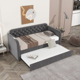 Twin Size Upholstered Daybed with Trundle and USB Charging