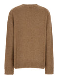 Jil Sander Women Oversized Beige Sweater With Ribbed Trim In Wool Woman