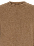 Jil Sander Women Oversized Beige Sweater With Ribbed Trim In Wool Woman
