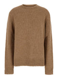 Jil Sander Women Oversized Beige Sweater With Ribbed Trim In Wool Woman