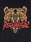 Dsquared2 Men Black Hoodie With Drawstring Hood And Maxi Logo Print On The Front In Cotton Man