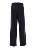 Moncler Men Blue Pants With Drawstring Elastic Waist And Logo Patch On The Rear In Wool Man