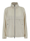 Moncler Grenoble Men 'Negara' Beige Jacket With Logo Print On The Front And Removable Hood In Tech Fabric Man