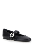 Coperni Women Black Ballerinas With Metallic Logo And Strap In Smooth Leather Woman