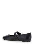 Coperni Women Black Ballerinas With Metallic Logo And Strap In Smooth Leather Woman