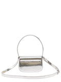 Diesel Women '1Dr' Silver Shoulder Bag  With Oval D Patch In Laminated Leather For Women