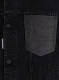 Dsquared2 Men Black Jacket With Classic Collar And Embossed Logo On The Front In Denim Man