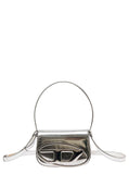 Diesel Women '1Dr' Silver Shoulder Bag  With Oval D Patch In Laminated Leather For Women