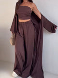 Tube Top & Cardigan & Pants Three Piece Set
